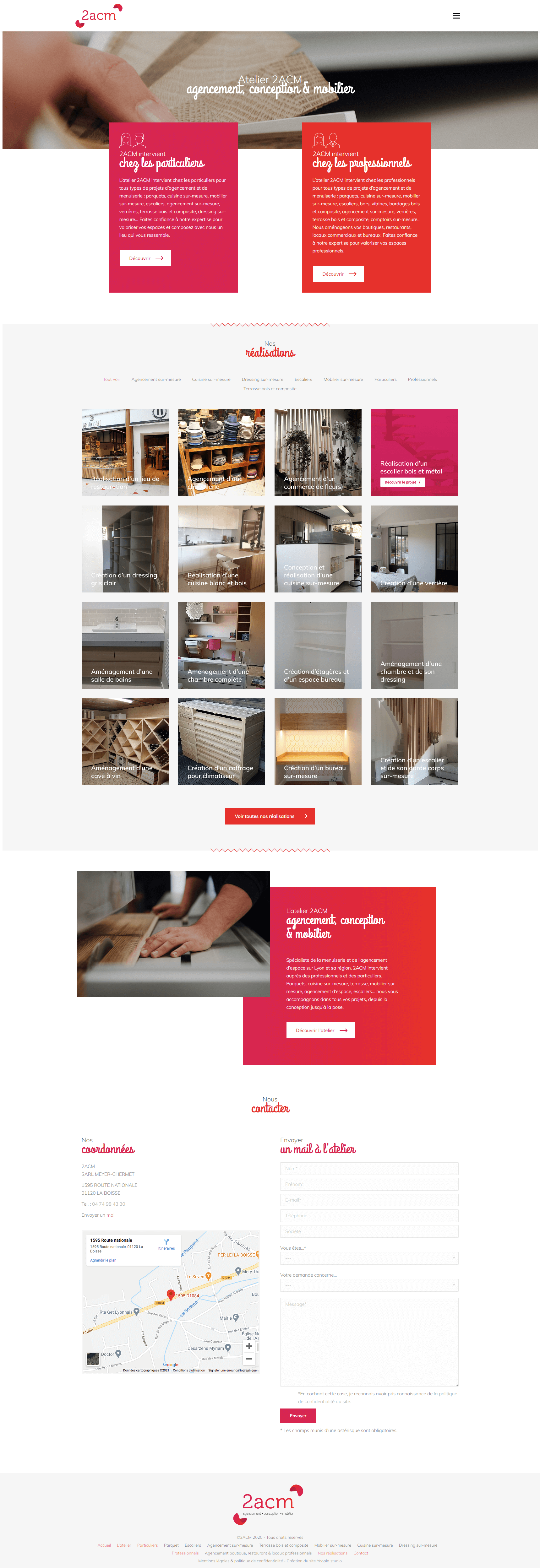2ACM Menuiserie agencement conception mobilier - Création logotype, site web, cartes de visite