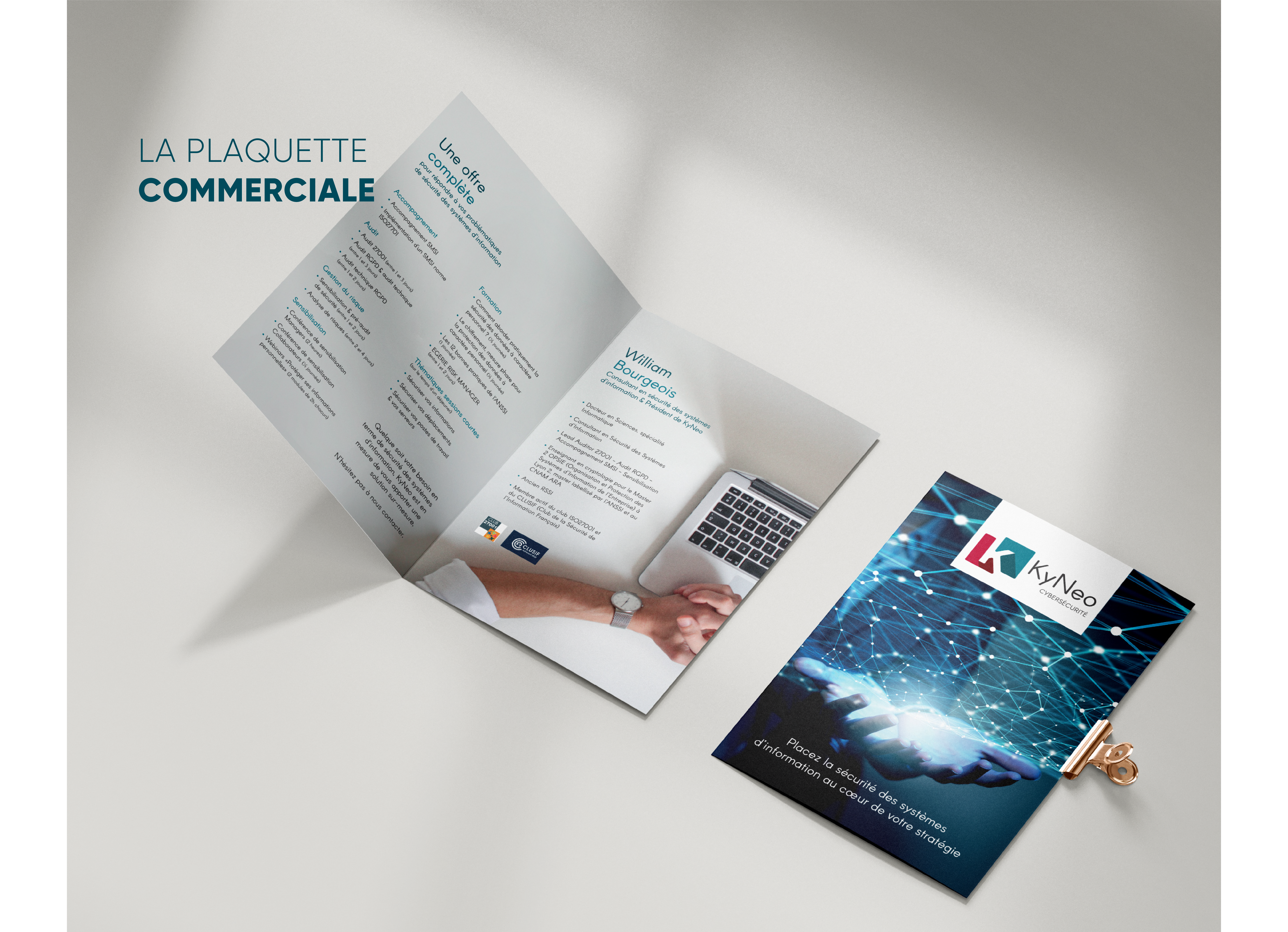 Kyneo cybersécurité - Création de charte graphique, logotype, supports imprimés et site Wordpress sur-mesure