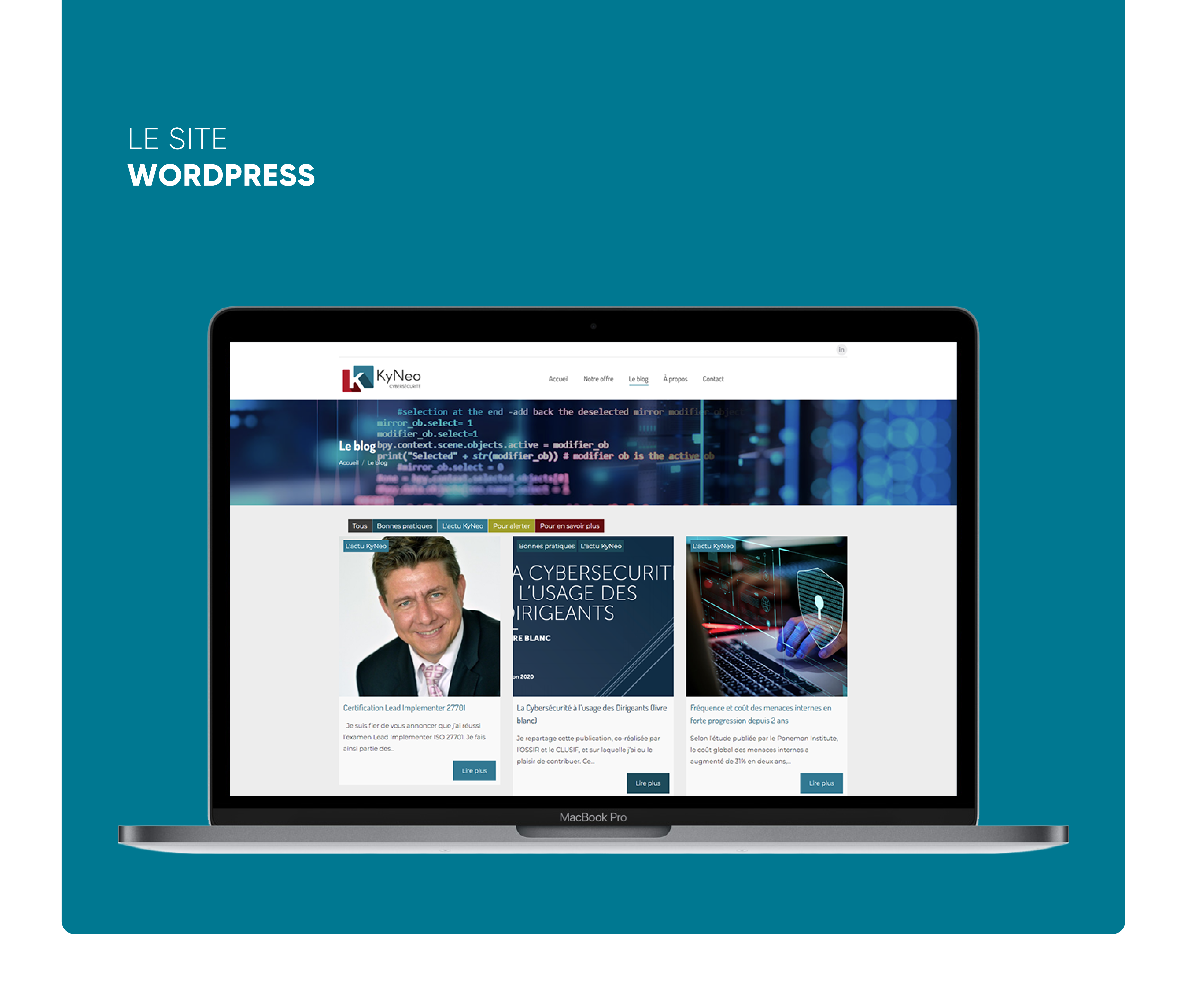 Kyneo cybersécurité - Création de charte graphique, logotype, supports imprimés et site Wordpress sur-mesure